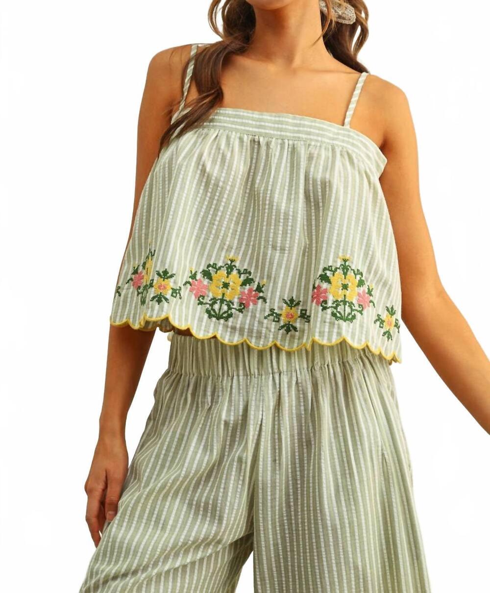 NEW MIOU MUSE women's the flower market top in green multi